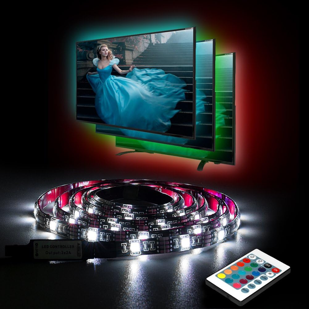Aocerbek TV LED Light Strip, Backlight Strip,USB Bias Monitor Lighting Changing Color Strip Kit Waterproof Accent Light Set with Wireless Remote Control for HDTV Desktop PC Fish Tank-2 metres