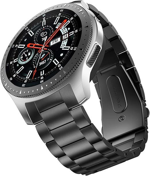 Amazon Com Baihui Compatible With Galaxy Watch Bands 46mm Gear S3 Bands Classic Frontier Metal Link Band Black