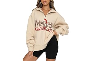 SELICY Womens Oversized Christmas Sweatshirt Half Zip Pullover Long Sleeve Quarter Zip Tops Teen Girls Fall Fashion 2023 Y2K Clothes
