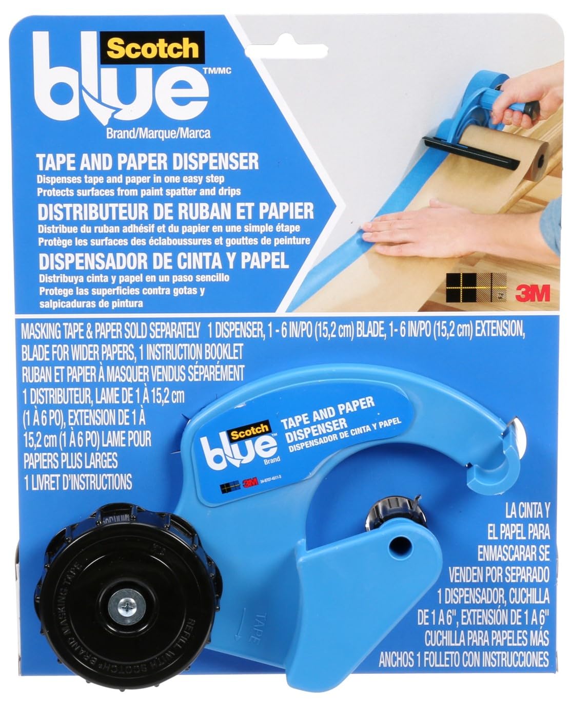 ScotchBlue Hand-Masker Tape and Paper Dispenser M1000 - Use on Windows, Doors, Bathtubs and Other Surfaces - Protects Surfaces from Paint Splatters