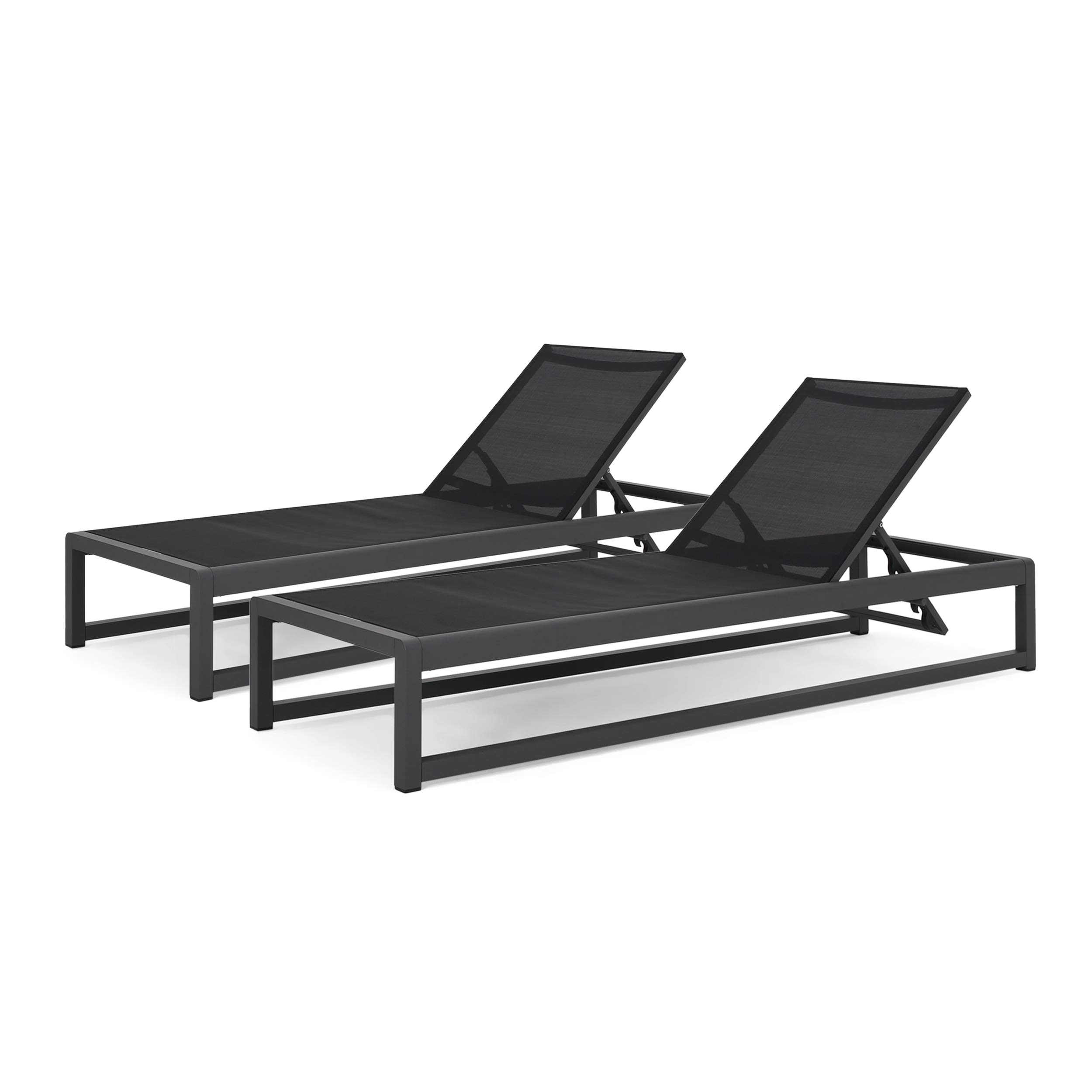 Photo 1 of Christopher Knight Home Eudora Outdoor Chaise Lounge (Set of 2), Aluminum, Black, Gray