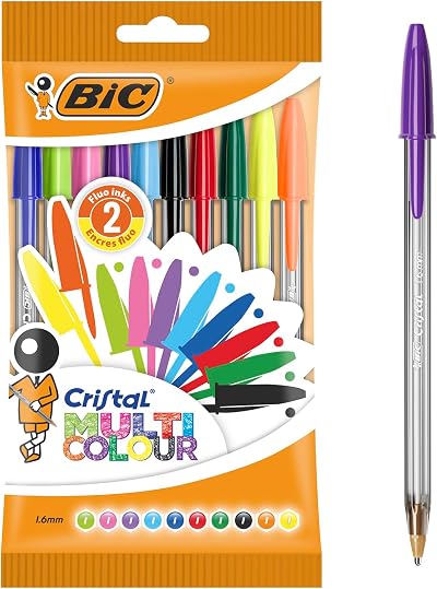 BIC Crystal Multicolour Pen Bag Pack Of 10 Multicoloured 0.6 mm 10 Colours