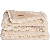UnHide Marshmallow - Faux Fur Blanket - Heavy Weight, Extra Soft Blanket - Made from Recycled Materials - Machine Washable - Large (90" x 108") - Beige Bear