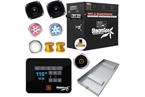 SteamSpa Generator with Quick Start Continuous Steam Technology, Wi-Fi, Bluetooth and Autodrain | 12kW Steam Generator with Gold Steam Head with Aromatherapy Reservoir | RVB1200GD-A