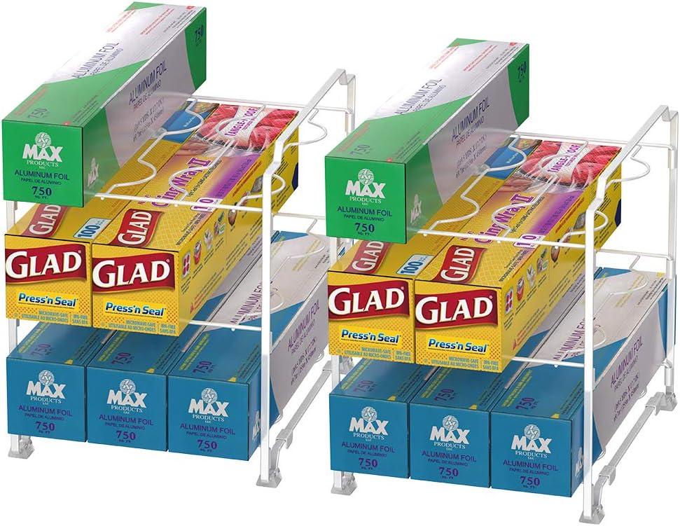 NEX Kitchen Wrap Organizer Rack - 2 PACK Stackable