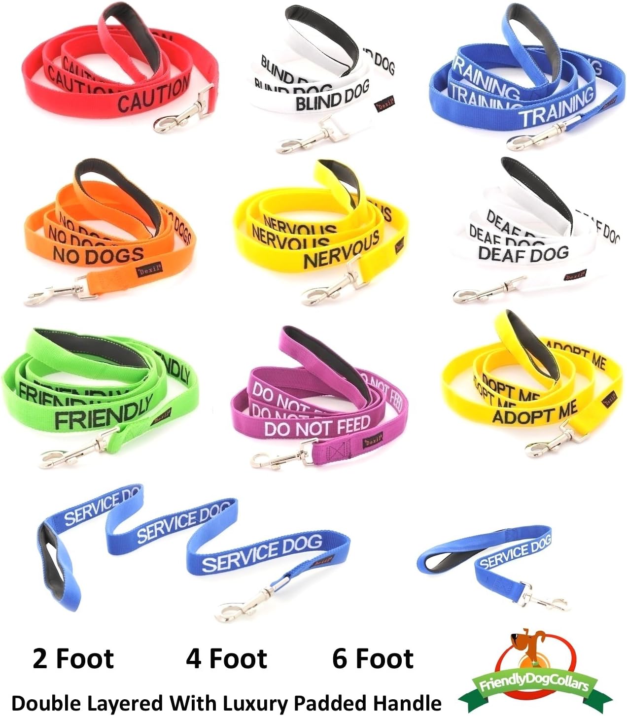 Dexil ASSISTANCE DOG Colour Coded 1.2m 1.8m Luxury Neoprene Padded Handle Dog Leads PREVENTS Accidents By Warning Others Of Your Dog In Advance (1.8m) - Image 4