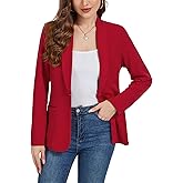 MINTLIMIT Blazers for Women One Button Shawl Collar Jackets Long Sleeve Blazer Suit Cardigan with Pockets Tailored Outfit(Red,S)