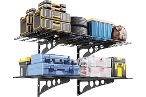 LBVSKK 2x4ft Garage Shelving Wall Mounted,47" *24" Heavy Duty Walls Shelf Storage Rack,1100LBS Shelving Wall Mounted for Garage,Kitchens,Storeroom,Basement,Rust-Proof,Easy Installation