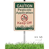 Caution Pesticide Application Keep Off Sign With Stand for Yard Lawn Stay Off Grass for Fence 28" Bend-Proof Stake Metal Kit 10" x 7" Aluminum