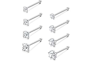 Jstyle Hypoallergenic Nose Rings 18G 20G Surgical Stainless Steel Nose Rings Studs Cubic Zirconia Nose Ring Labret Nose Pierc