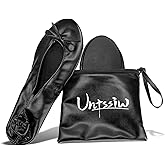 Untssiw Women's Foldable Portable Ballet Flat Roll Up Slipper Shoes with Travel Pouch - Fold Up Ballet Flats for Women - Black,Silver,Gold,Pink