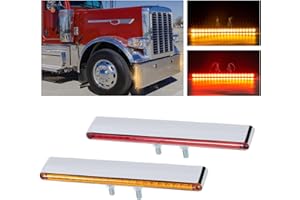 Wodvyss 2Pcs 12" Red/Amber LED Combo Double Face Truck Semi Trailer Light Bars 20LED Waterproof with Double Studs Sealed Truc