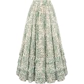 Scarlet Darkness Maxi Skirts for Women Floral Chiffon Ruffle Long Skirt | High-waisted, elastic waistband, A-line silhouette, tiered layered hem, lightweight, flowy floor-length