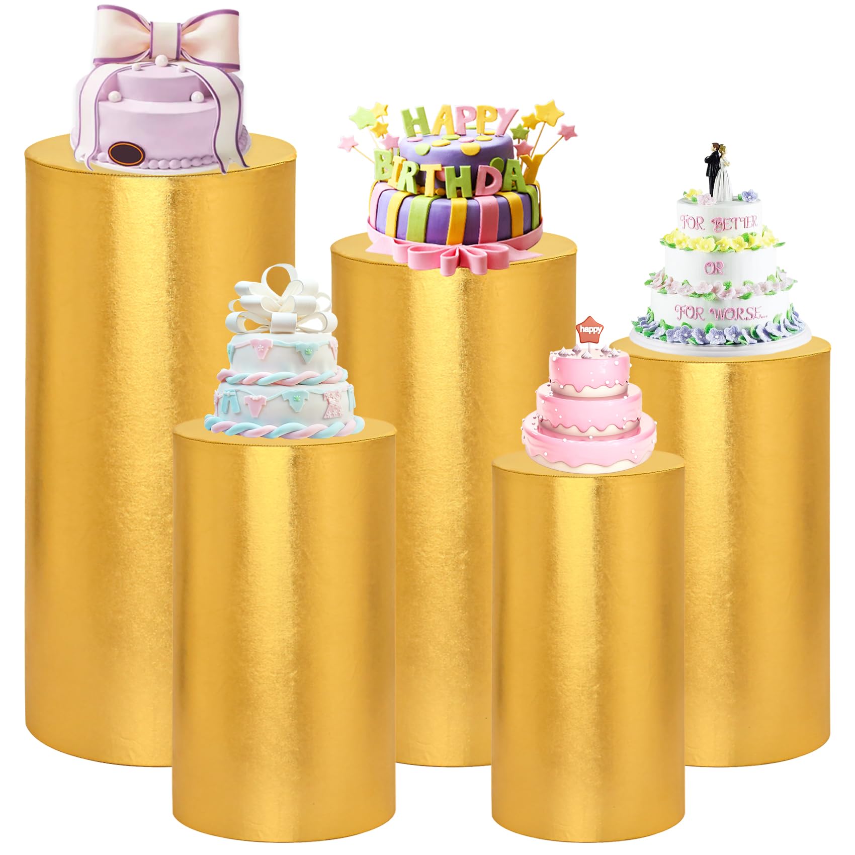 HAISIWLKJ Set of 5 Spandex Cylinder Pedestal Stands Covers for Party ...