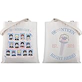 WSNANG Korean Band 17 Gift Korean Fans Carat Canvas Tote Bag Korean Music Lover Gift Korean Shoulder Bag Group Merch