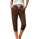 MSONWANY Women's Plus Size Capri Sweatpants Joggers Casual Sports Cropped Pants High Waisted Athletic