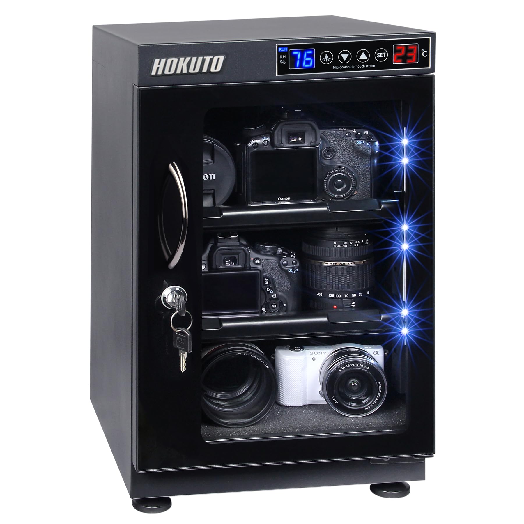 HOKUTO 防湿庫・ドライボックス HP-38EX HPシリーズ38L全自動除湿 省エネ LEDライト内蔵 (38L)