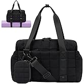 Small Gym Bag for Women, Puffy Sports Duffel Bag with Yoga Mat Holder, Gym Tote Bag with Wet Pocket & Coin Wallet, Carry on Bag for Workout Dance Pilates Ballet Swimming Travel