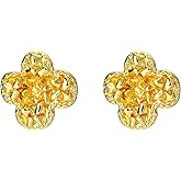 Sylph Gold Earrings for Women Flower Jewelry: Chunky Big Flower Earrings for Fashion Accessories - 14K Statement Drop Earring - Dangle floral earring for Wedding Guest