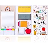 QFGasre Teacher Appreciation Gifts-Teaching is A Work of Heart Sticky Notes Set Fun Self-Stick Note Pads Writing Notes School Office Supplies Suitable for Teacher Gifts Office Home