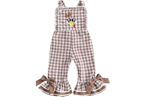 GUREUI Toddler Baby Girl Thanksgiving Outfit Turkey Overalls Jumpsuit Kids Infant Girls Clothes