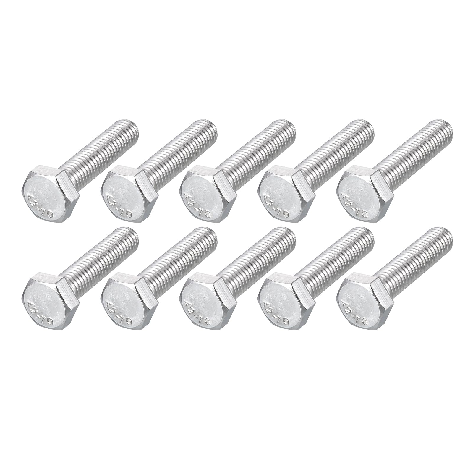 METALLIXITY Hex Bolts (M8-1.25x35mm) 15Pcs, 304 Stainless Steel Coarse Fully Threaded Hex Head Screw Bolt Machine Screws - for Furniture Repair, Silver