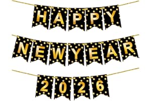 KatchOn, Happy New Year Banner 2026 - No DIY, 10 Feet | Happy New Year Backdrop for New Years Eve Party Supplies | NYE Party Supplies, New Years Decorations 2026 | NYE Decorations 2026