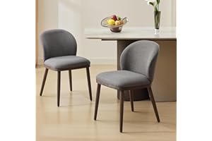 IDEALHOUSE Dining Chairs Set of 2, Ergonomic Backrest with 4" Thickened Cushion, Breathable Fabric & Solid Wooden Legs Modern
