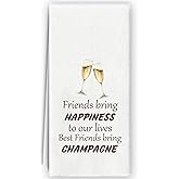 Bnzolyoia Funny Champagne Kitchen Towel - Champagne Gifts for Best Friends Champagne Lovers, Champagne Bar Decor, Best Friends Bring Champagne Dish Towels for Kitchen 16x24