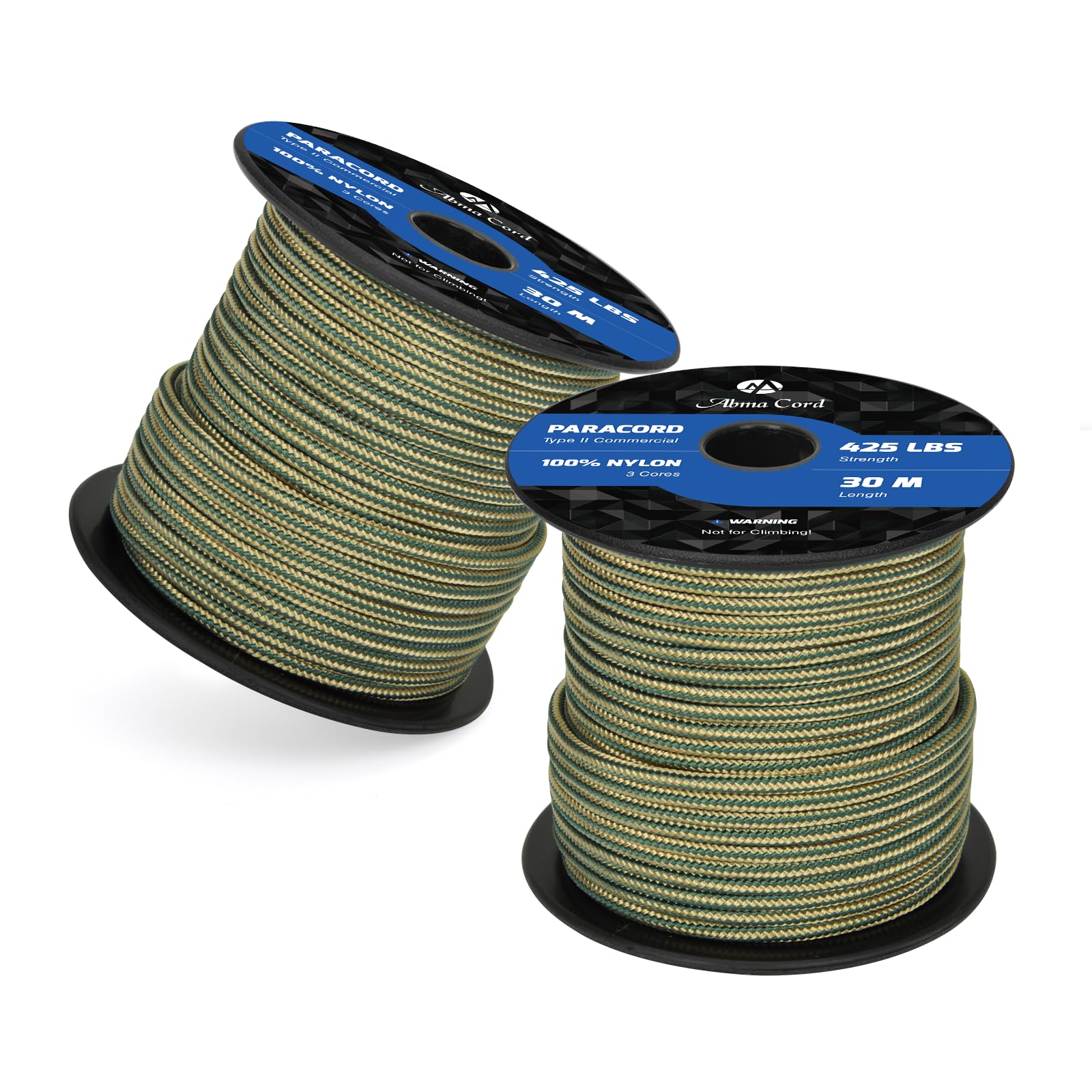 Abma Cord Paracord 425 lbs 3mm 100% Nylon 30M - Dark Green & Gold