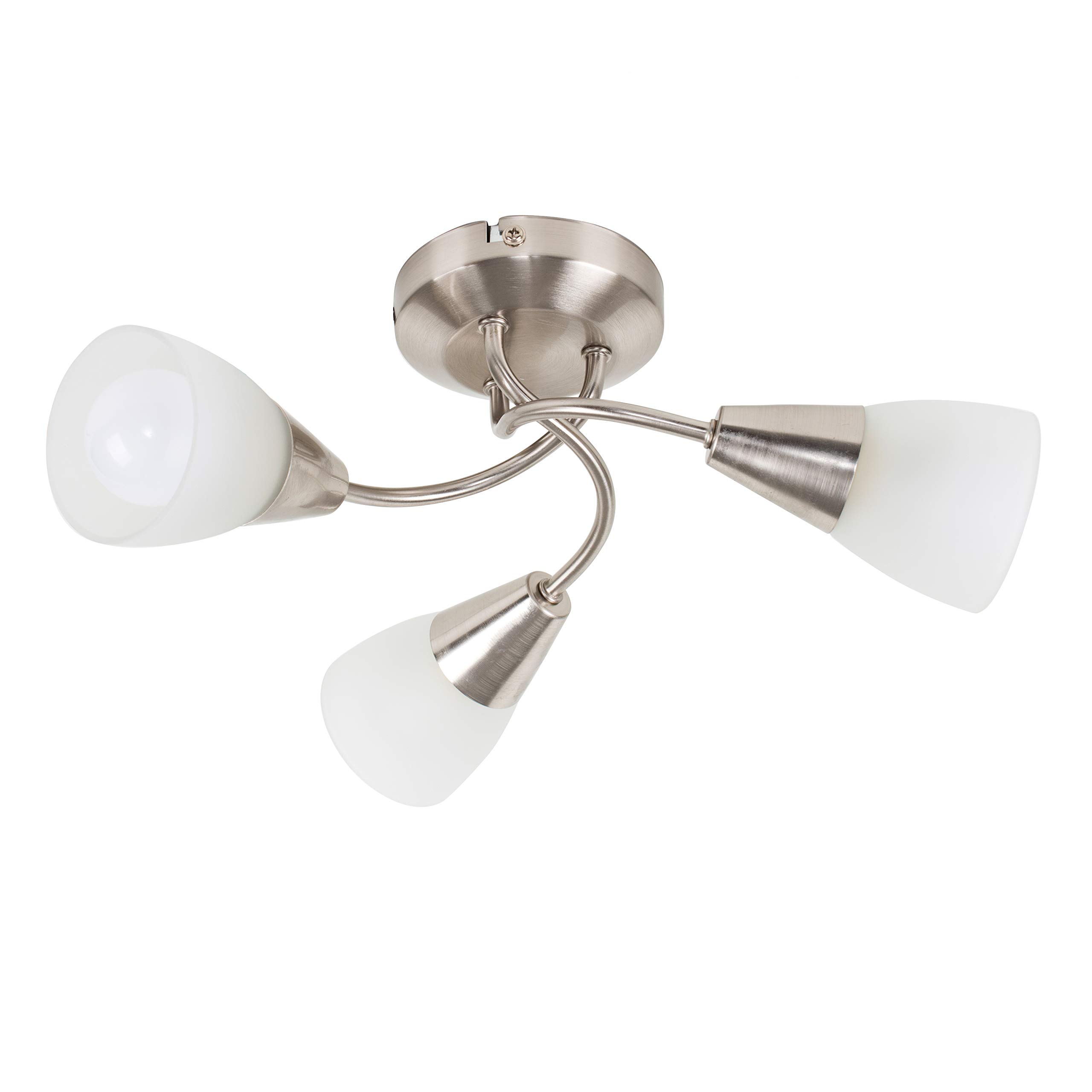 MiniSun | Modern 3 Way Brushed Chrome Ceiling Light Fitting with Frosted Glass Shades | Pendant Lights, Home Décor & Improvement Essential | Mains Wired