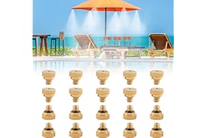 TESMOTOR 20Pcs Brass Mister Nozzles for Outside Patio Misting, Brass Misting Nozzles Tees, Mist Replacement Head, 0.016" Orifice (0.4 MM) 10/24 Unc