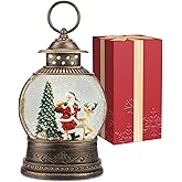 Christmas Snow Globes Christmas Decorations, Lighted Musical Snow Globes Lantern, Santa Decoration Indoor Home Décor & Gift, 6H Timer, USB/Battery Operated