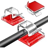 JEWUNO Adhesive Cable Clips 50 Pcs, Wire Clips Nylon Cable Holder Organizer Cord Management for Car, Office and Home (Clear)