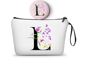 SEAMOON Women Birthday Unique Initial Funny Gifts for Teenage Girl Sister Friends Bridesmaid Personalized Travel Make up Cosmetic Bag with Mirror Valentines Mothers Day Christmas Graduation L