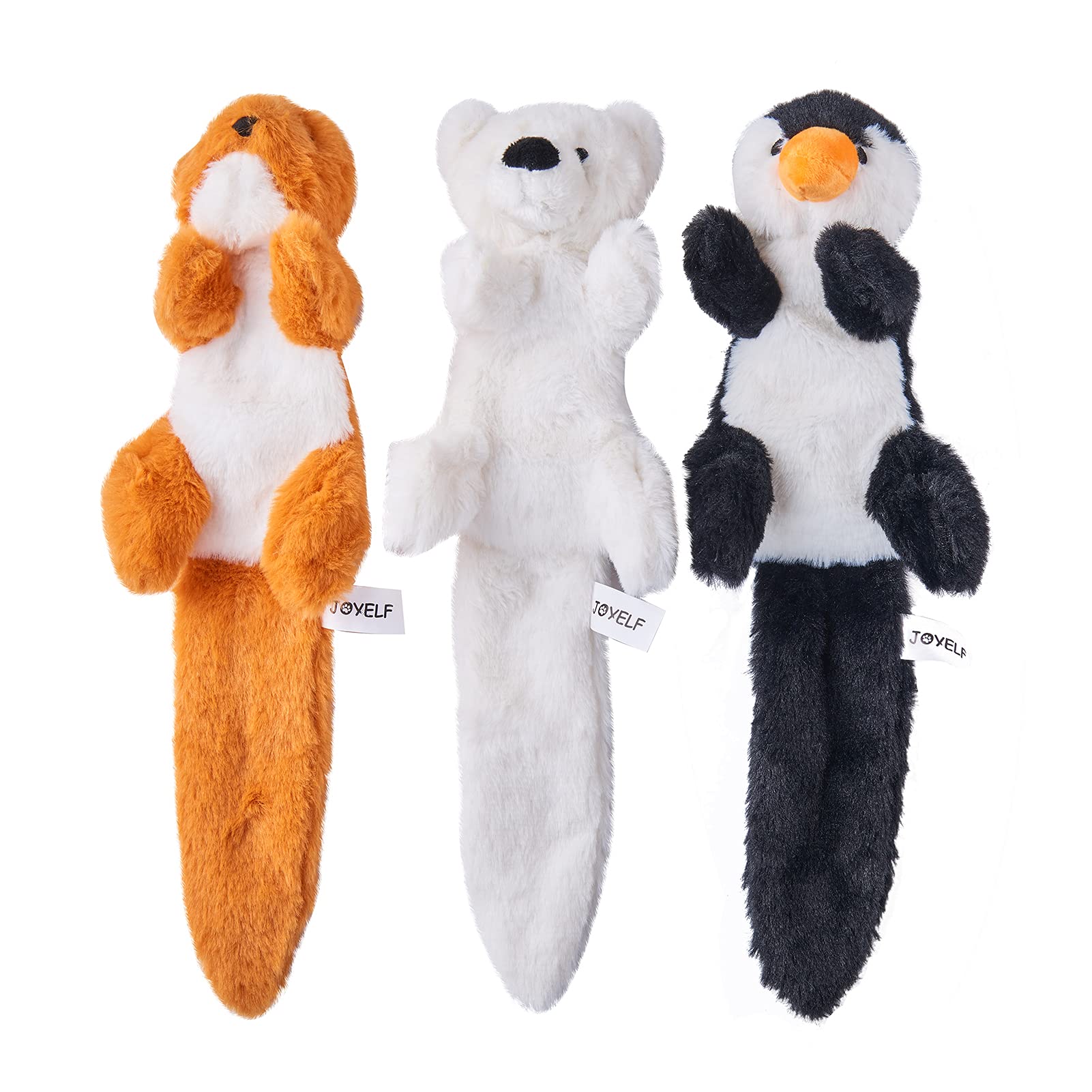 JOYELF Plush Squeaky Dog Toys, No Stuffing Interactive Durable Dog Toys with Squeaky and Crinkle Paper for Medium Dogs and Large Dogs 3 Pack Marine Animals-Penguin, Polar Bear and Otter