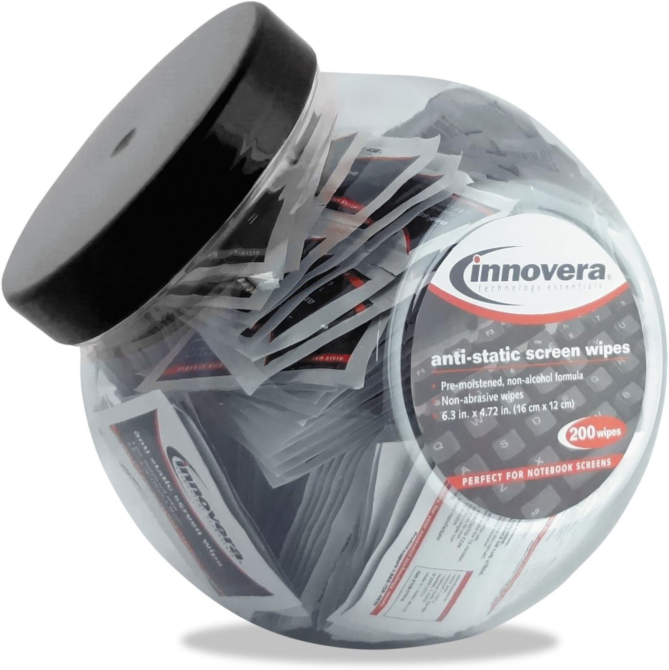 IVR51517 United STATIONERS (OP) Antistatic CLNG Wipe Fishbowl W/200 SACHETS BLA