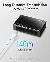 Cudy GS105 5-Port Gigabit Ethernet Switch 1000Mbps Unmanaged Plug Play Metal view 3
