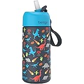 Bentgo® Kids Stainless Steel Insulated Water Bottle - Leak-Proof; Keeps Cool for 12 Hours; Durable, BPA-Free, Dishwasher Safe 14 oz. Cup for Ages 3+ for School/Sports/Daycare (Dinosaur)