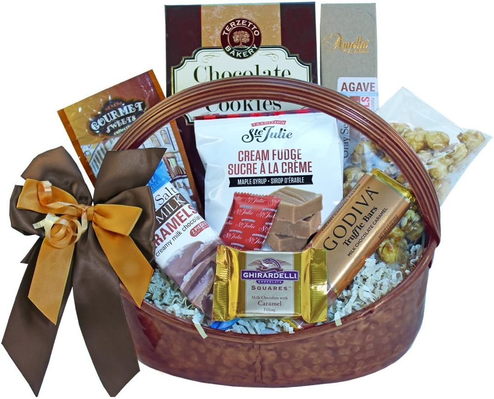 Caramel Cravings Chocolate and Gourmet Salted Caramels Gift Basket (Ice Packaging)