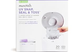 Munchkin® UV Snap, Seal & Toss™ Diaper Pail Refill Bags, Holds up to 600 Newborn Diapers, 20 Pack