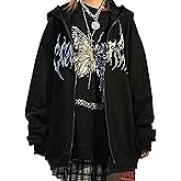 MISSACTIVER Women’s Casual Graphic Printed Hoodies Oversized Zip Up 90S E-Girl Streetwear Grunge Jacket