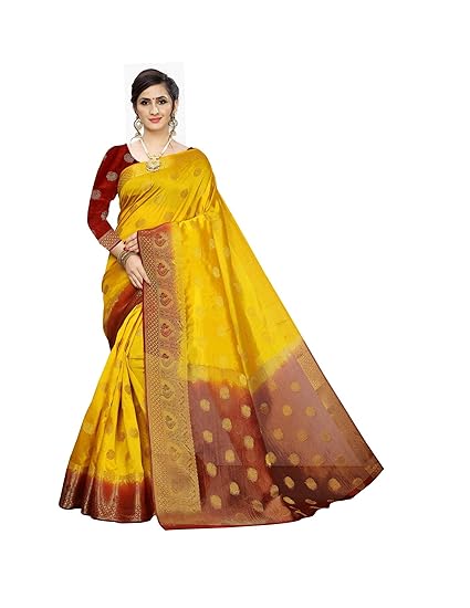 Amazon yellow colour saree Outlet
