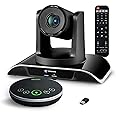 TONGVEO All-in-One Conference Room Video Camera System Bundle HD 1080P 60fps 3X Optical Zoom USB3.0 HDMI PTZ Camera and Bluetooth Conference Speakerphone with Microphones