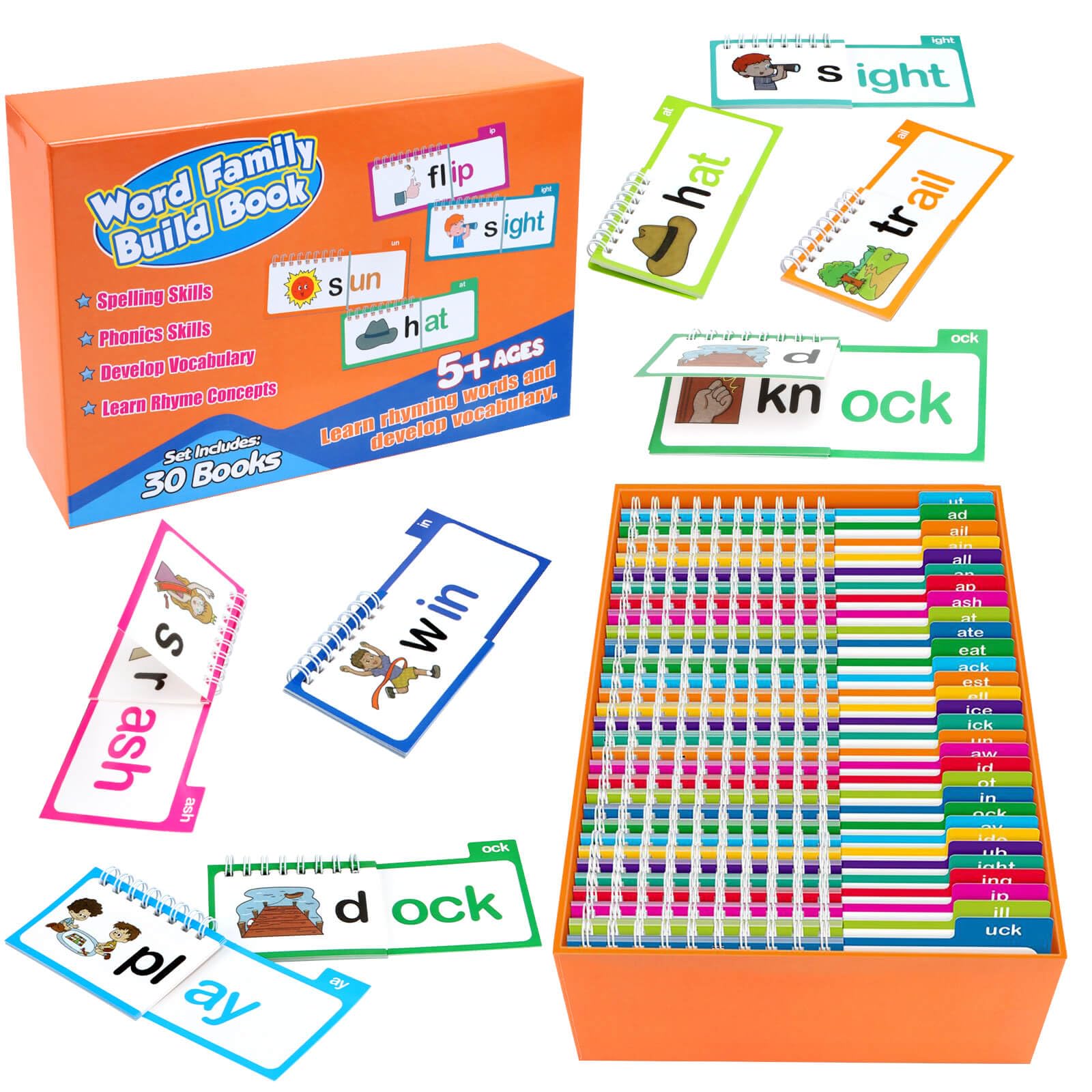 Photo 1 of Dolanus 30 Read and Rhyme Flip Books, Word Family ABC Vocabulary Flashcards, Kindergarten Sight Word - Learn to Read Phonics Flash Cards Activity Games, Toys for Kids Toddlers Ages 3-8 Years Old