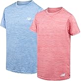 New Balance Boys Athletic Shirt - 2 Pack Short Sleeve Crew Neck Active Performance T Shirts for Boys (Sizes: 8-20)