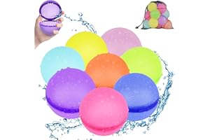 Yivsen Stronger Magnets Flexible Reusable Water Balloons (8Pack 8 Colors), Self-Sealing Quick Fill Magnetic Water Balloon for Kids/Adults, Summer Water Pool Beach Outdoor Activities Games Toy