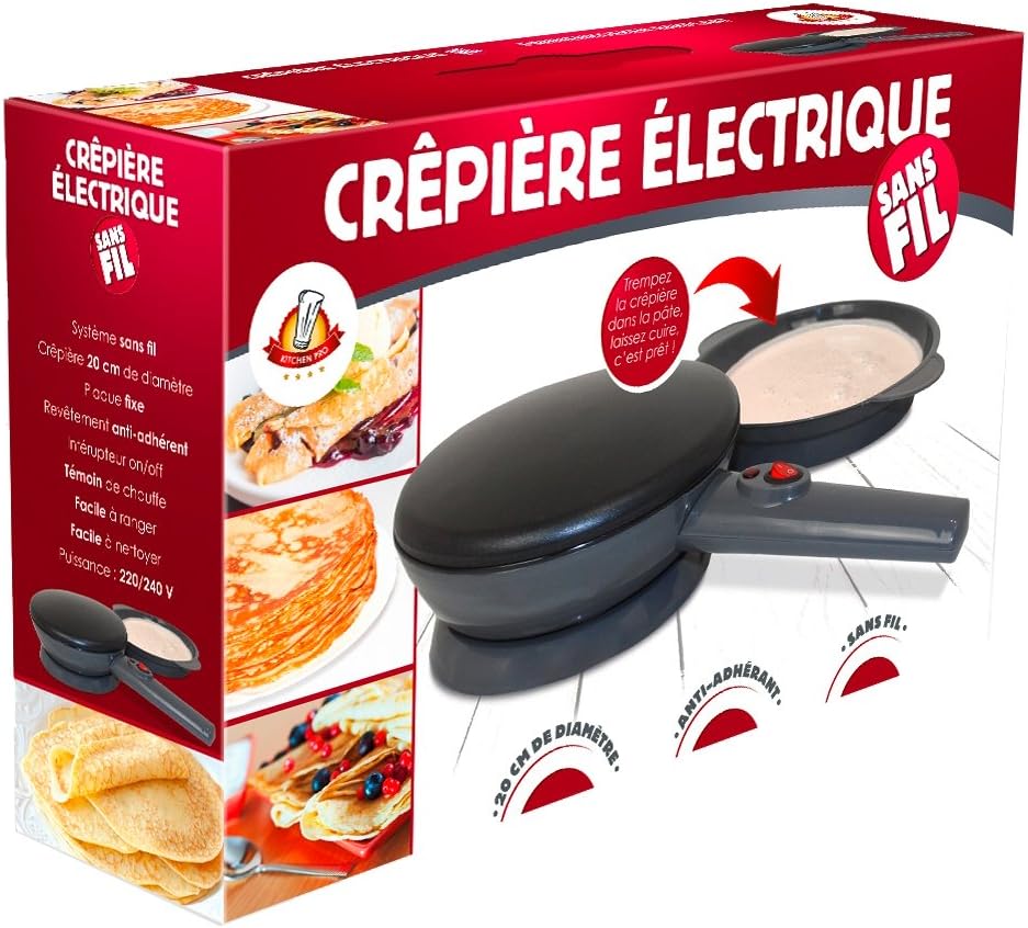Kitchen Pro Wireless Electric Crepe Pan Diameter 20 cm with Non