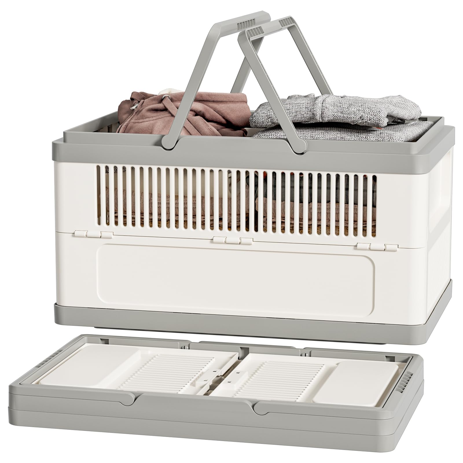 Photo 1 of 86L Extra Large Collapsible Laundry Basket Plastic, Stackable Heavy Duty Laundry Basket 