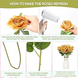 50 Pcs Artificial Rose Flower Realistic Silk Roses